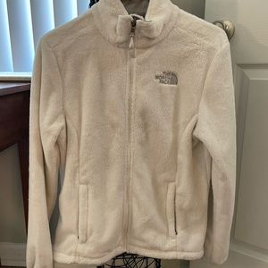 NORTH FACE white fuzzy jacket